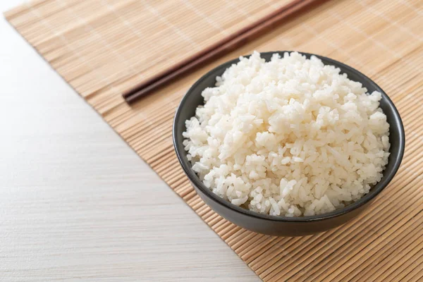 Tigela Arroz Branco Jasmim Tailandês Cozido — Fotografia de Stock