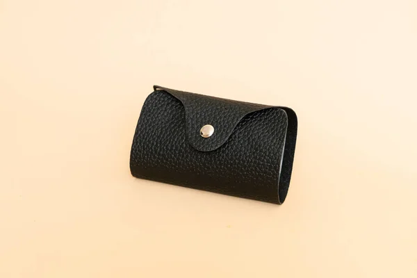 Black Leather Card Bag Fashion Style — Stock Photo, Image