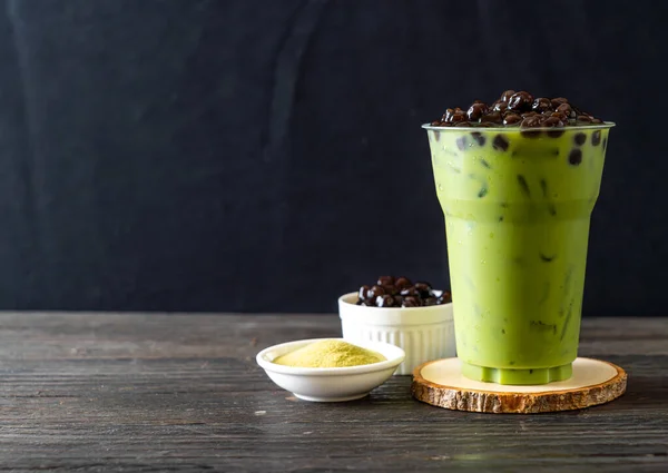 Matcha Grüntee Latte Mit Blase — Stockfoto