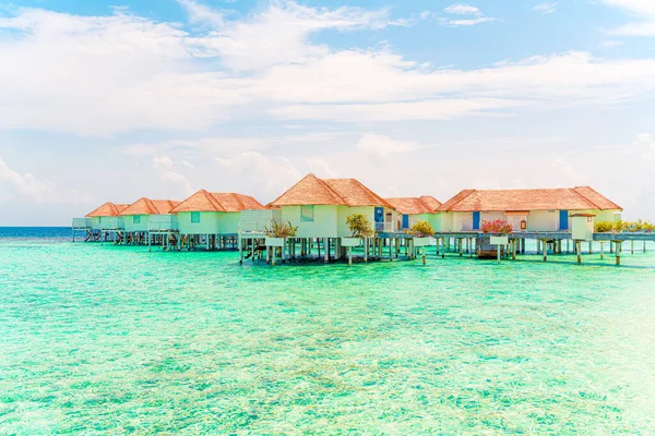 Krásné Tropické Maledivy Resort Hotel Ostrov Pláží Mořem Dovolená Pozadí — Stock fotografie