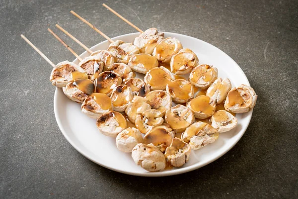 Grills Sliced Banana Caramel Sauce — Stock Photo, Image