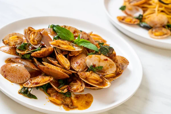 Stir Fried Clams Roasted Chilli Paste Asian Food Style — Stock Photo, Image