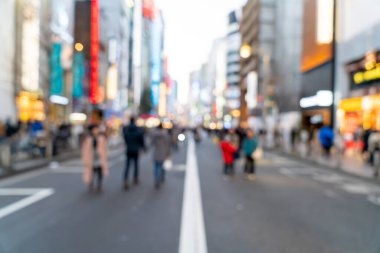 Tokyo Shinjuku 'daki soyut bulanık alışveriş caddesi, arka plan için Japonya