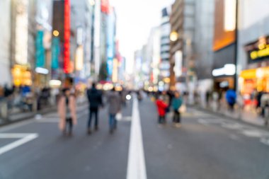 Tokyo Shinjuku 'daki soyut bulanık alışveriş caddesi, arka plan için Japonya
