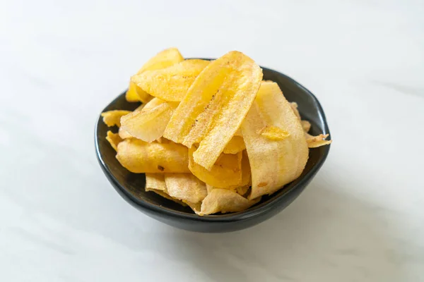 Crispy Banana Chips Stekt Eller Bakad Skivad Banan — Stockfoto