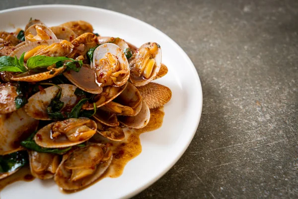 Stir Fried Clams Roasted Chilli Paste Asian Food Style — Stock Photo, Image