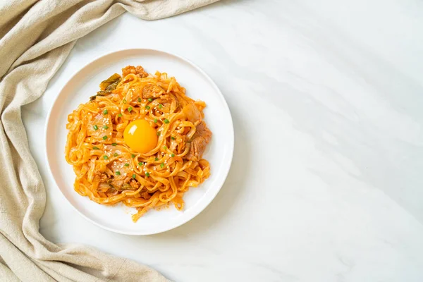 Stir Fried Udon Noodles Kimchi Pork Korean Food Style — Stock Photo, Image