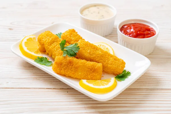 fried fish finger stick or french fries fish with sauce