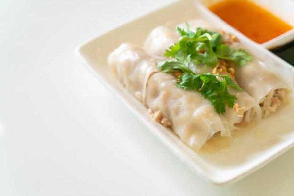 Chinese Steamed Rice Noodle Rolls With Crab - Asian food style