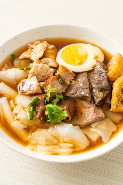 Paste Rice Flour Boiled Chinese Pasta Square Pork Brown Soup — Stock Photo, Image