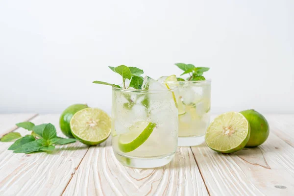 iced lime soda with mint - refreshing drink