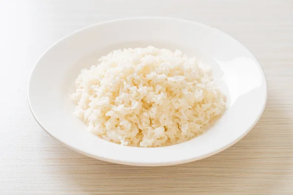 Cooked Thai Jasmine White Rice Plate — Stock Photo, Image