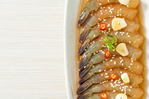 한국식 Pickled Prawns Korean Soy Sauce Pickled Shrimp Asian Food — 스톡 사진