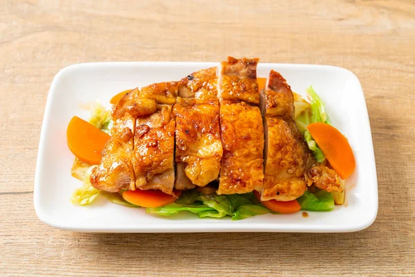 Steak Poulet Teppanyaki Teriyaki Chou Carotte — Photo