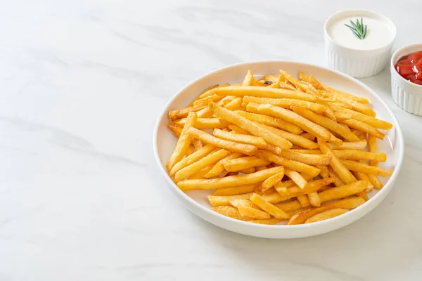 Frites Croustilles Crème Sure Ketchup — Photo