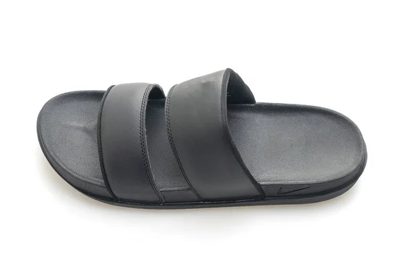 Černé Kožené Sandály Izolované Bílém Pozadí — Stock fotografie