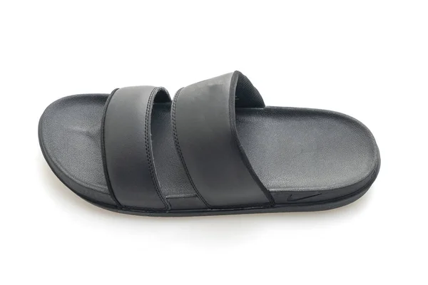 Sandalias Cuero Negro Aisladas Sobre Fondo Blanco — Foto de Stock