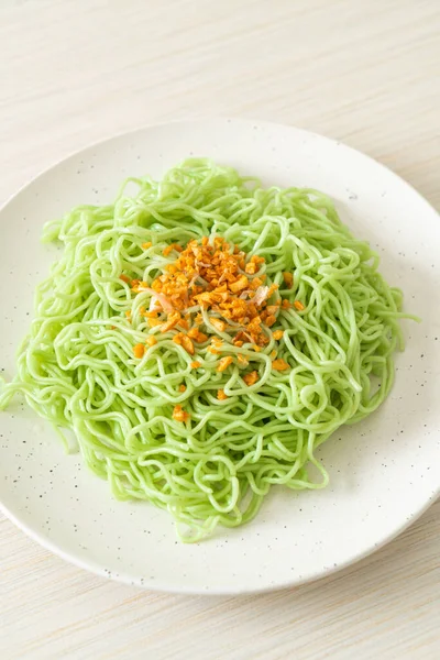 Green Jade Noodle Garlic Plate — Stock Photo, Image