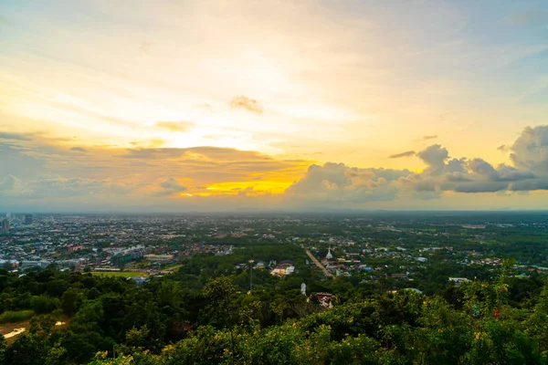 Chapéu Yai City Skyline Com Crepúsculo Céu Songkhla Tailândia — Fotografia de Stock