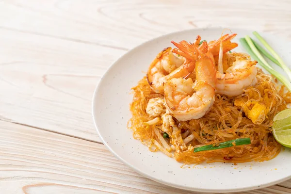 Vermicelli Pad Thai Thai Stir Fried Vermicelli Shrimps Thai Food — Stock Photo, Image