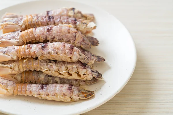 Gestoomde Kreeften Bidsprinkhanen Stomatopoden Met Pittige Vissaus — Stockfoto