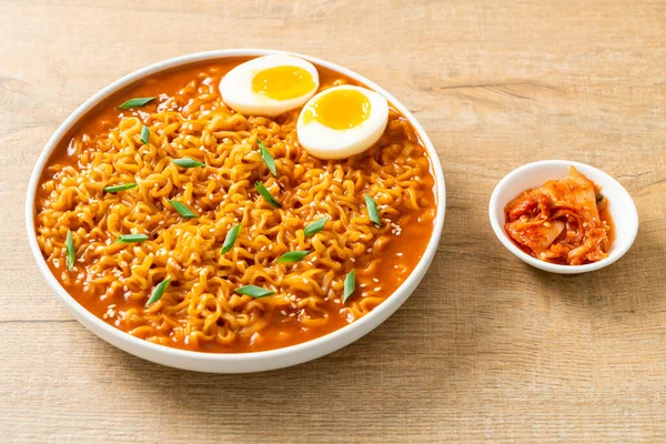 Ramyeon Nouilles Instantanées Coréennes Avec Oeuf Style Alimentaire Coréen — Photo