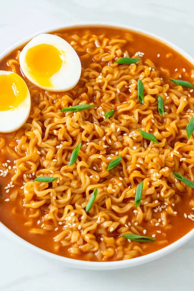 Ramyeon Eller Koreanska Nudlar Med Ägg Koreansk Matstil — Stockfoto