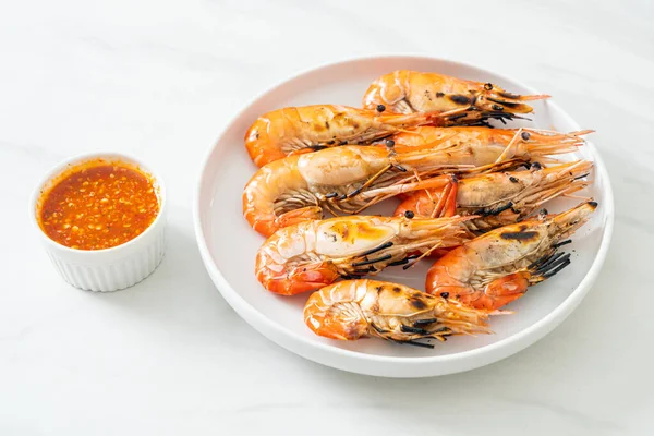 Grilled River Prawns Shrimps Seafood Style — Stock Photo, Image