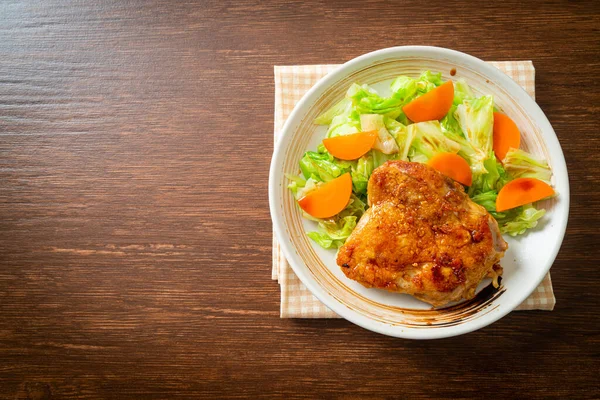 Bife Frango Teppanyaki Teriyaki Com Repolho Cenoura — Fotografia de Stock