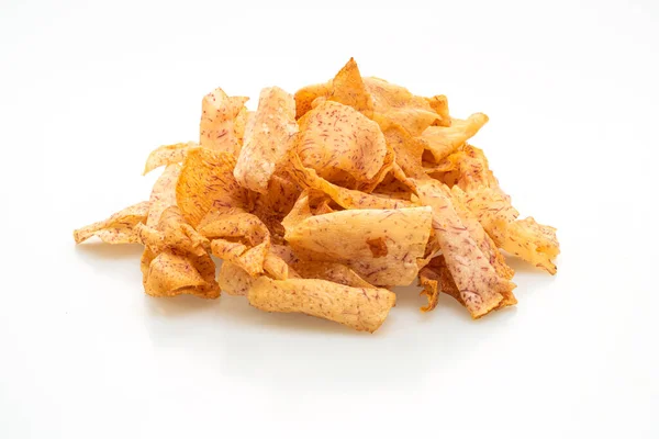 Taro Chips Geïsoleerd Witte Achtergrond — Stockfoto