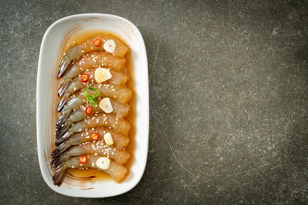 Estilo Coreano Gambas Escabeche Salsa Soja Coreana Gambas Escabeche Estilo —  Fotos de Stock