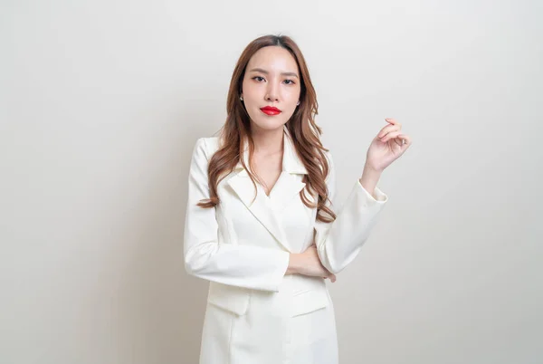 Portrait Beautiful Asian Business Woman White Dress Suit — Stock Photo, Image