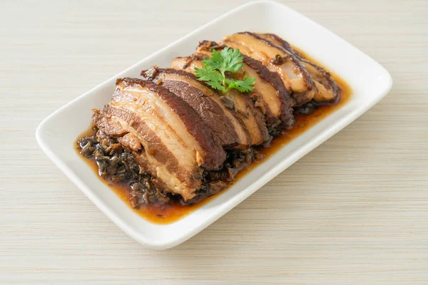 Mei Cai Kou Rou Vagy Steam Belly Pork Swatow Mustárral — Stock Fotó