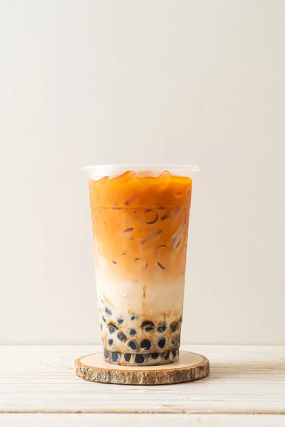 Thai Milchtee Mit Blasenbraunem Zucker — Stockfoto