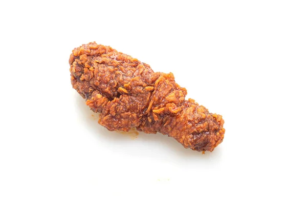 Frango Frito Com Molho Coreano Picante Isolado Fundo Branco — Fotografia de Stock