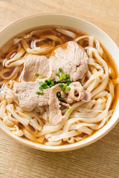 Homemade Udon Ramen Noodles Pork Soy Shoyu Soup — Stock Photo, Image