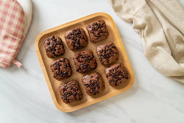 Brownies Chocolate Negro Con Chips Chocolate Parte Superior — Foto de Stock