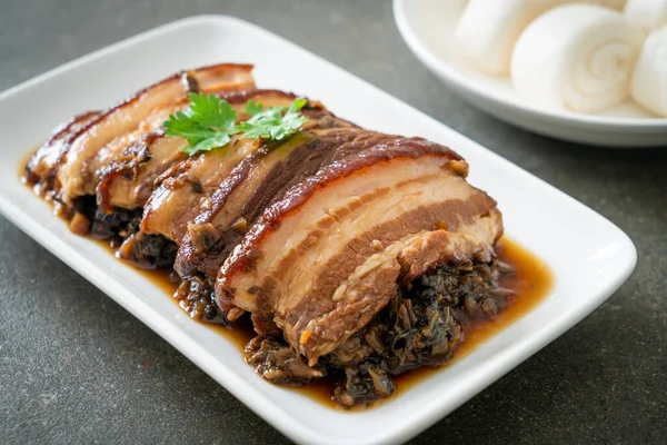 Mei Cai Kou Rou Steam Belly Pork Swatow Mustard Cubbage — Φωτογραφία Αρχείου