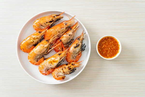 Grilled River Prawns Shrimps Seafood Style — Stock Photo, Image