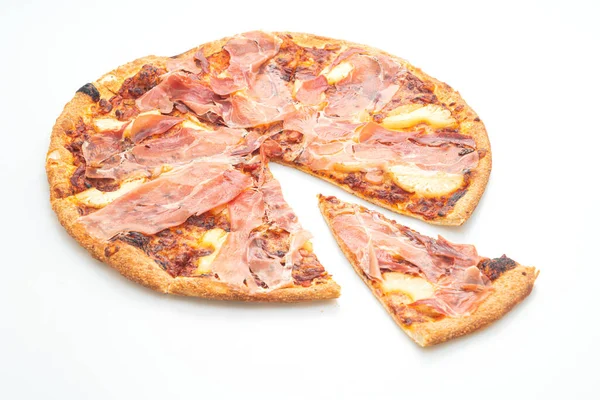 Pizza Prosciutto Lub Pizzą Szynki Parmeńskiej Izolowaną Białym Tle — Zdjęcie stockowe