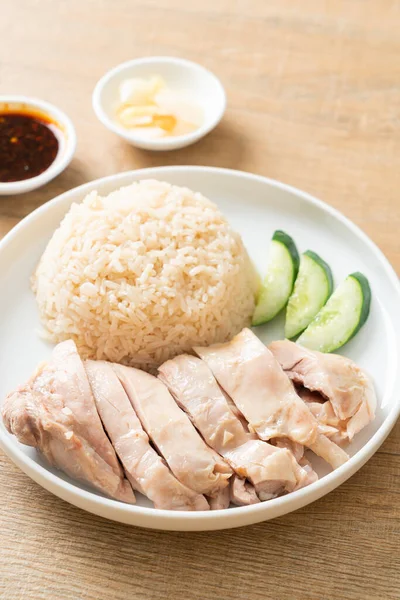 Ρύζι Κοτόπουλο Ρύζι Στον Ατμό Κοτόσουπα Ασιατικό Στυλ Φαγητού — Φωτογραφία Αρχείου