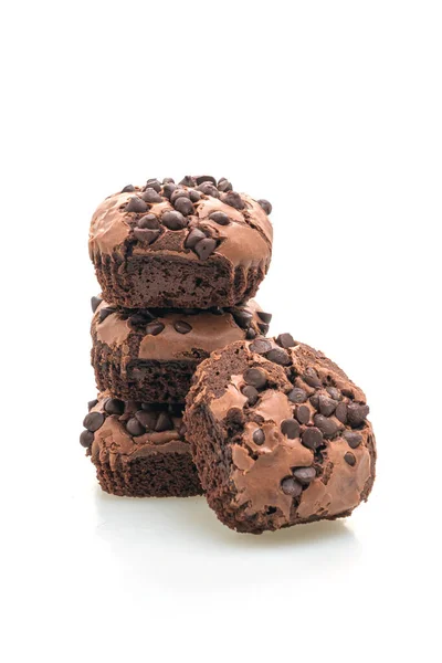 Brownies Chocolate Negro Rematado Por Chips Chocolate Aislados Sobre Fondo — Foto de Stock
