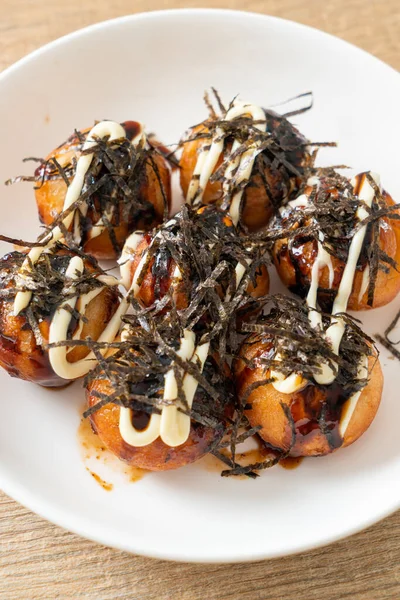 Bolinhos Takoyaki Bola Bolas Octopus Estilo Comida Japonesa — Fotografia de Stock