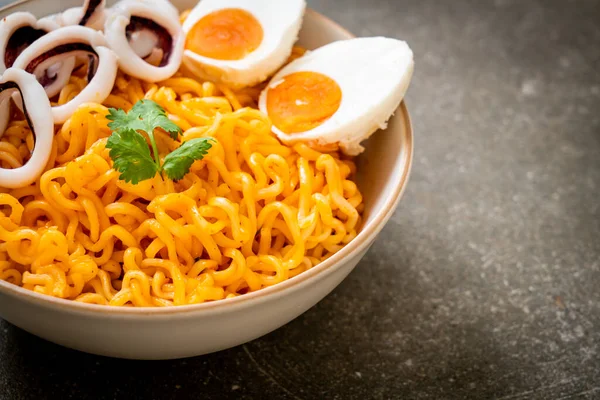 instant noodles salt egg flavour with squid or octopus bowl