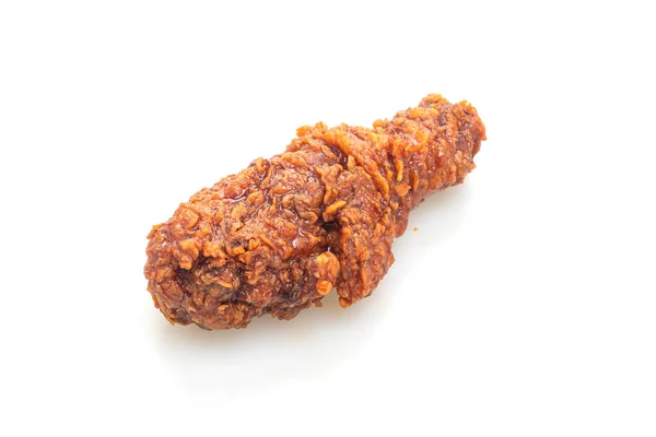 Stekt Kyckling Med Kryddig Koreansk Sås Isolerad Vit Bakgrund — Stockfoto