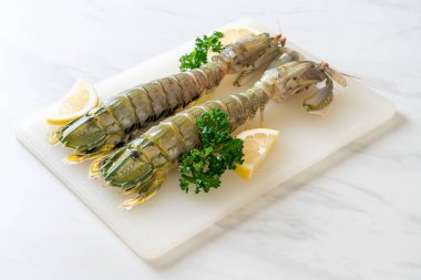 Gemide limonlu taze peygamber devesi karidesi