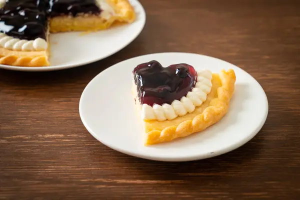 Delicious Blueberry Cheese Pie White Plate — Stock Photo, Image