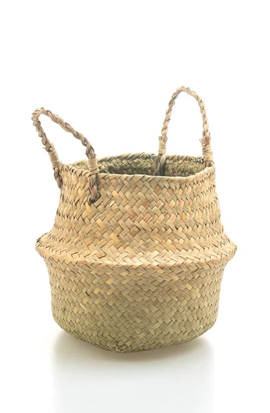 Wicker Basket White Background — Stock Photo, Image