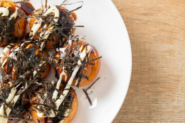 Bolinhos Takoyaki Bola Bolas Octopus Estilo Comida Japonesa — Fotografia de Stock