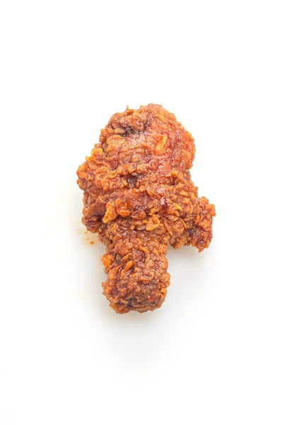 Τηγανητό Κοτόπουλο Πικάντικη Κορεάτικη Σάλτσα Που Απομονώνεται Λευκό Φόντο — Φωτογραφία Αρχείου